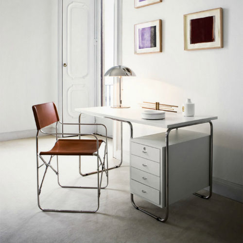 Bodenstehender Schreibtisch - COMACINA - Zanotta - modern / Leder / gerade