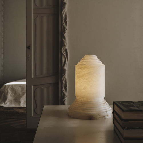 Tischlampe - BABEL - Santa & Cole - Alabaster / modern / mit Kabel