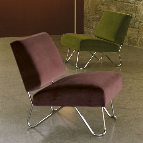 Moderner Kaminsessel - IBIZA - Santa & Cole - Stoff / Chromstahl / individuell gestaltbar