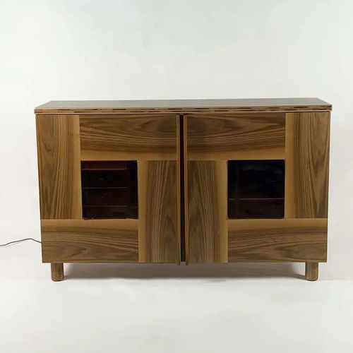 Modernes Sideboard - Serie 1934 - Bernini Gallery - Nussbaum / mit Schubladen / mit Glasfront