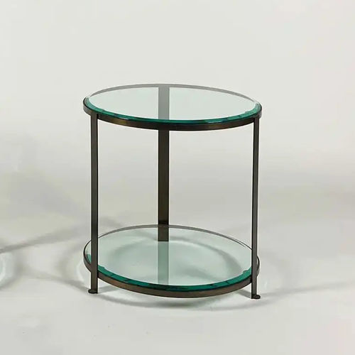 Moderner Beistelltisch - DERBY  - Bernini Gallery - Glas / Gestell aus Metall / Gestell aus Leder