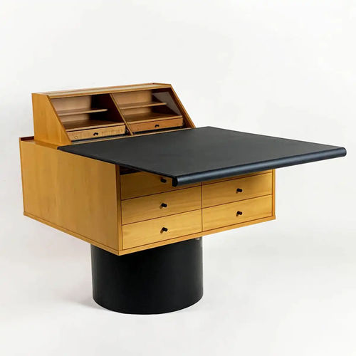 Moderner Sekretär - SESAMO - Bernini Gallery - lackiertes Holz / Leder / Glas