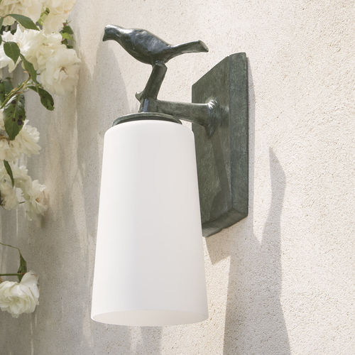 Klassische Wandleuchte - PLUME - Objet Insolite - für Außenbereich / Bronze / Glas