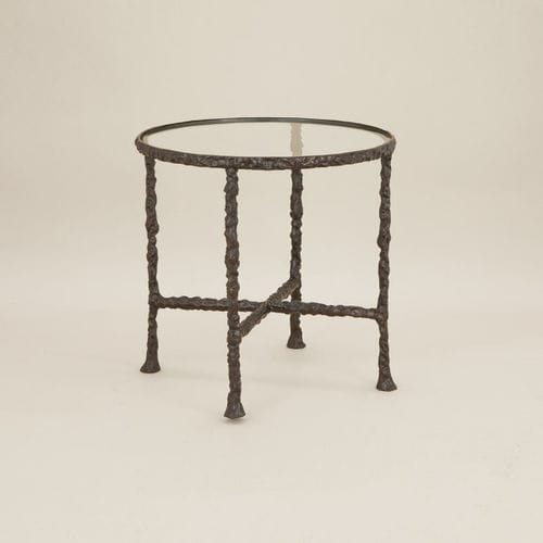 Moderner Lampentisch - 1 PLATEAU - Objet Insolite - Glas / Gestell aus Bronze / rund