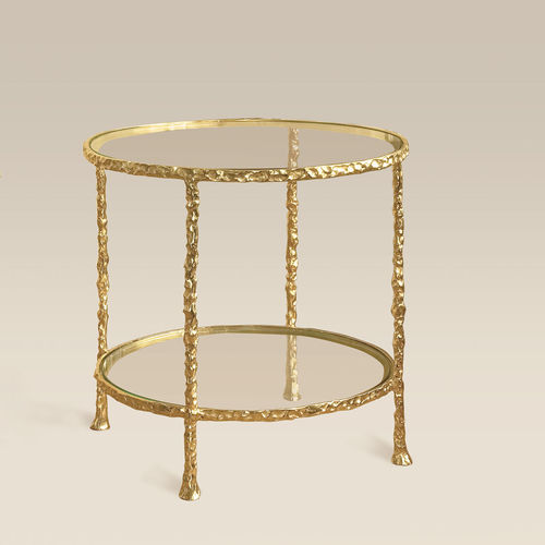 Moderner Lampentisch - 2 PLATEAUX - Objet Insolite - Glas / Gestell aus Bronze / rund