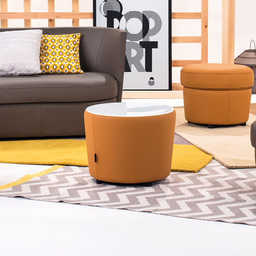 Moderner Couchtisch - DISCO - Neology - Leder / Stoff / Gestell aus Leder