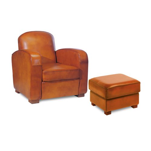 Klassischer Clubsessel - CHATHAM - Neology - Leder / mit Fußstütze / braun