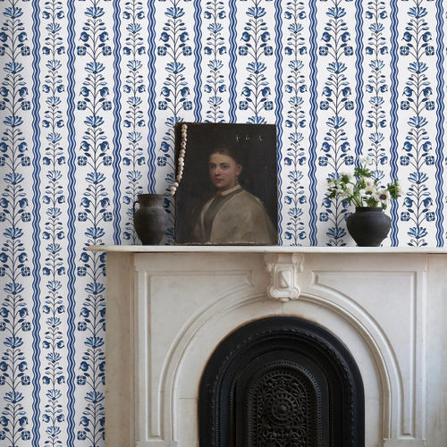 Innenwandverkleidung - DELFT WAVES  - F. SCHUMACHER & CO. - Leinen / handgemalt / Stoffoptik