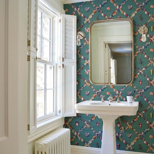 Moderne Tapete - GROTTO TREILLAGE - F. SCHUMACHER & CO. - Motiv / Stoffoptik / grau