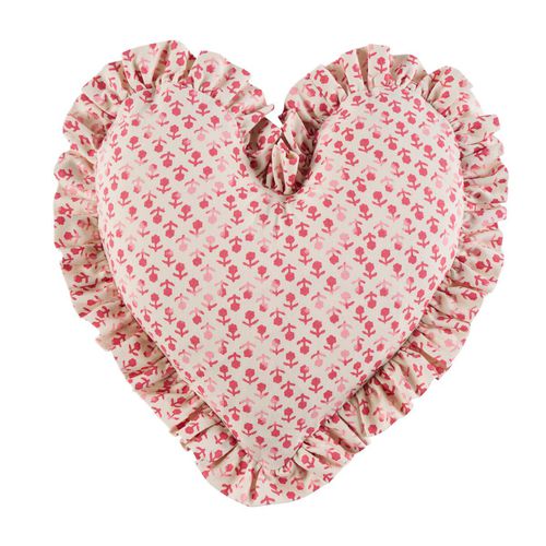 Baumwolle-Kopfkissen - JACARANDA : BEATRIZ HANDPRINT HEART - F. SCHUMACHER & CO. - andere Formen / für Privatgebrauch