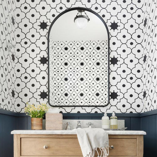 Klassische Tapete - TAJ TRELLIS - F. SCHUMACHER & CO. - Stoff / geometrisches Muster / Stoffoptik