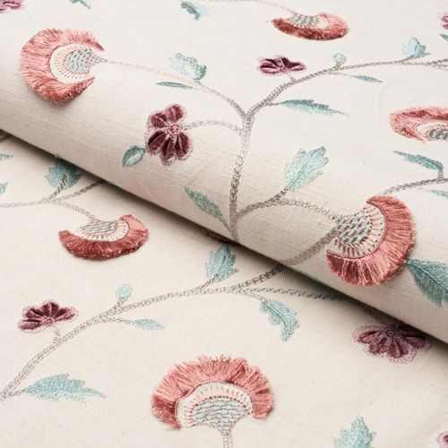 Möbelstoff - IYLA EMBROIDERY  - F. SCHUMACHER & CO. - für Vorhänge / Blumenmotive / Leinen