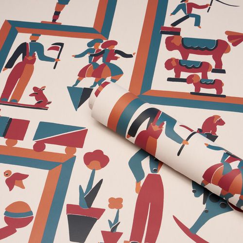 Moderne Tapete - VALLY CIRCUS   - F. SCHUMACHER & CO. - Vlies / Motiv / Stoffoptik