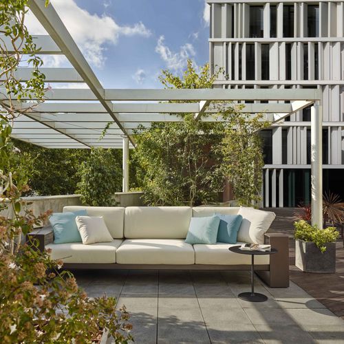 Modernes Sofa - LANDSCAPE ALU - Andreu World - für Außenbereich / Stoff / braun