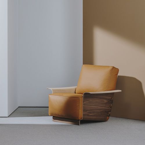 Moderner Sessel - FOREST CLUB - Andreu World - Stoff / Leder / Eiche