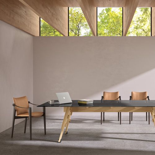 Moderner Stuhl - LUBA - Andreu World - für den Innenraum / Leder / Holz