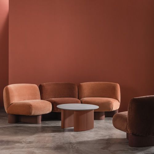 Moderner Couchtisch - BOLETE - Andreu World - Eiche / Gestell aus Eiche / kreisförmig