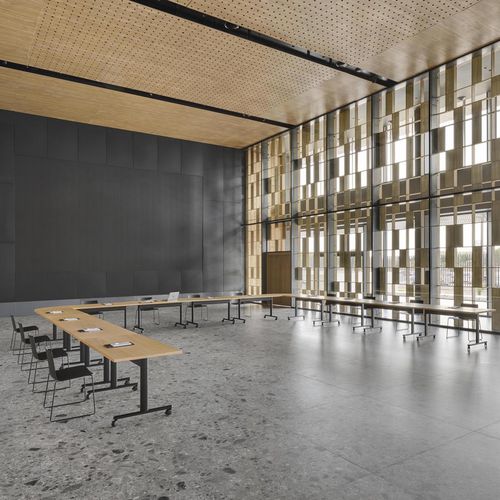 Moderner Besprechungstisch - CONNECT  - Andreu World - Holzfurnier / Aluminium / Gestell aus Aluminium