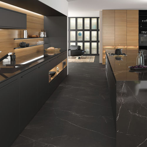 Feinsteinzeug-Arbeitsplatte - STORM ITOP NEGRO HIGH-GLOSS POLISHED - INALCO - für Küche / für Badezimmer / für Außenbereich