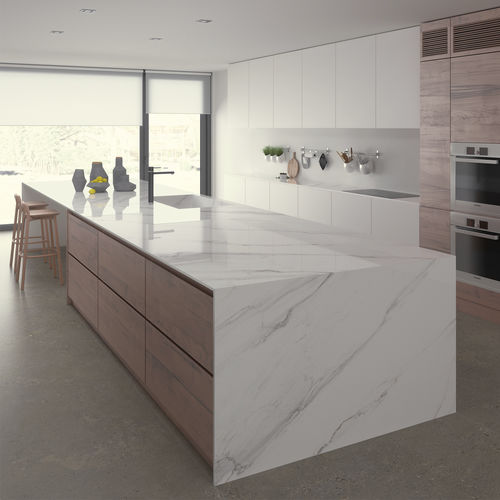 Feinsteinzeug-Arbeitsplatte - TOUCHE ITOP SUP BLANCO-GRIS HIGH-GLOSS POLISHED  - INALCO - für Küche / für Badezimmer / für Außenbereich