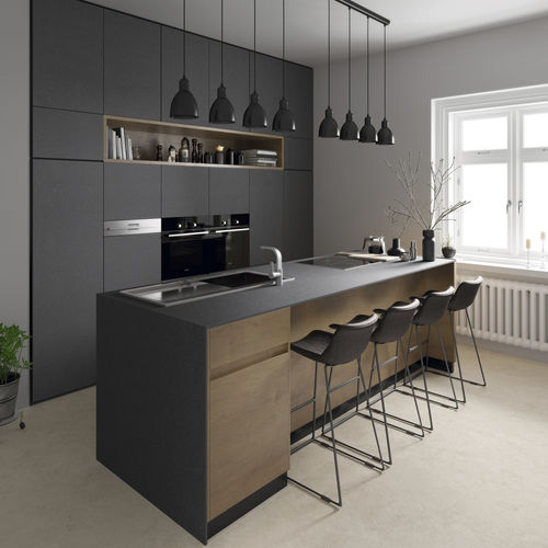 Feinsteinzeug-Arbeitsplatte - BLOOM ITOP NEGRO BUSH-HAMMERED - INALCO - für Küche / für Badezimmer / für Außenbereich