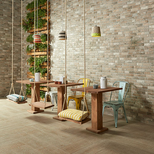 Feinsteinzeugfliesen - BRICK - KERABEN - Relief / für den Innenraum / Wand