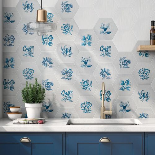 Sechseckige Fliese / Feinsteinzeug - JUBILEE - PAMESA CERAMICA - satiniert / für den Innenraum / Wand