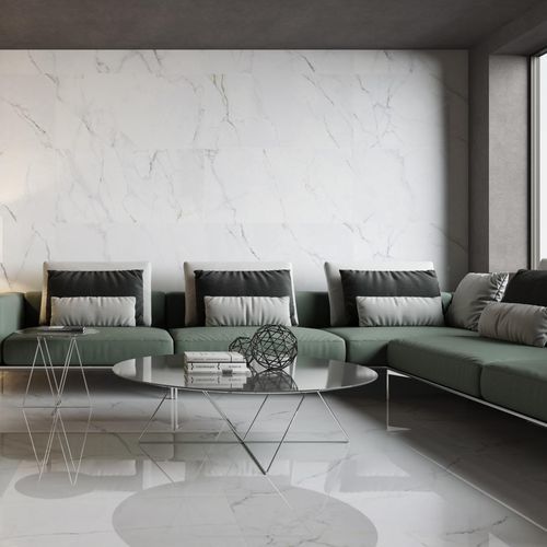 Feinsteinzeugfliesen - CARRARA - PAMESA CERAMICA - poliert / für den Innenraum / für Wohnzimmer