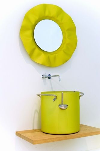 Aufsatzwaschbecken - CHEF - Rapsel International Srl - Aluminium / mit verstellbarem Spiegel / rund