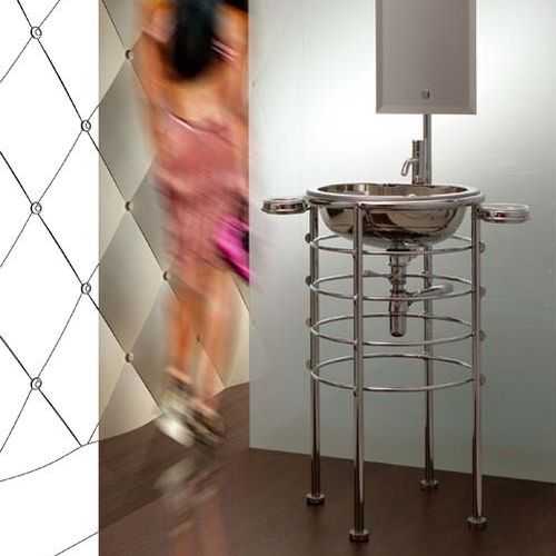 Bodenstehendes Waschbecken - STARCK - LOLA HERZBURG - Rapsel International Srl - Edelstahl / rund / modern