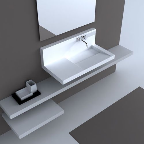 Wand-Waschbecken - PAMPLONA - Rapsel International Srl - Corian® / mit verstellbarem Spiegel / rechteckig