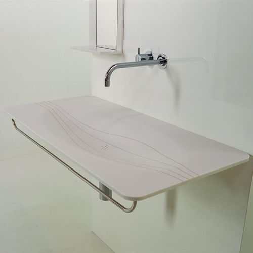 Wand-Waschbecken - TATOO - Rapsel International Srl - Corian® / mit verstellbarem Spiegel / rechteckig