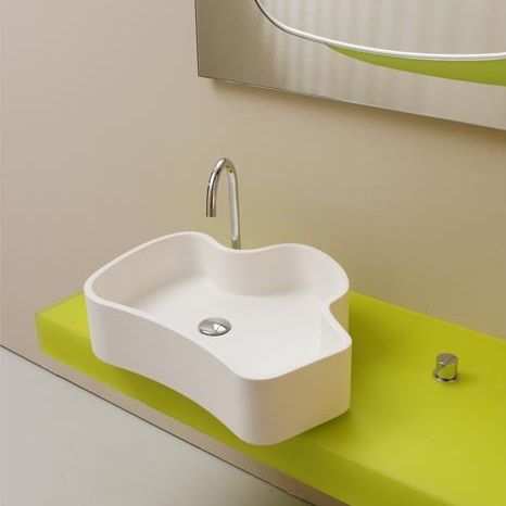Aufsatzwaschbecken - MYLOS  - Rapsel International Srl - Cristalplant® / mit verstellbarem Spiegel / Skulptur