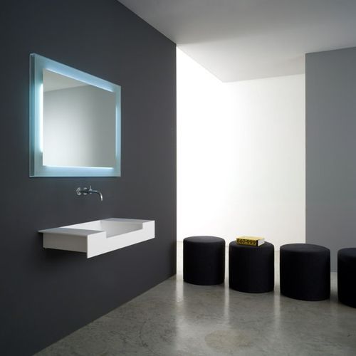 Wand-Waschbecken - NAMI - Rapsel International Srl - Corian® / mit verstellbarem Spiegel / rechteckig