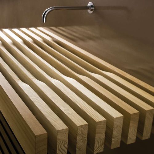 Wand-Waschbecken - ONE - Rapsel International Srl - Holz / mit verstellbarem Spiegel / rechteckig