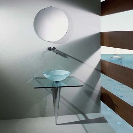 Aufsatzwaschbecken - OLIMPIA - Rapsel International Srl - Glas / rund / modern