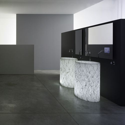 Bodenstehendes Waschbecken - VISION - Rapsel International Srl - Acryl / mit verstellbarem Spiegel / oval
