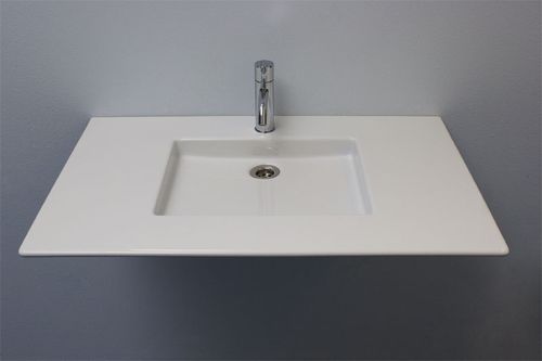 Wand-Waschbecken - ALBEUS - Rapsel International Srl - Keramik / mit integrierter Waschtischplatte / rechteckig