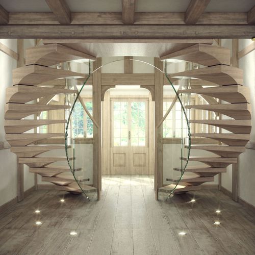 Spindeltreppe - ANACONDA - Siller Stairs - Holzstufen / mit Holzstruktur / für Privatgebrauch