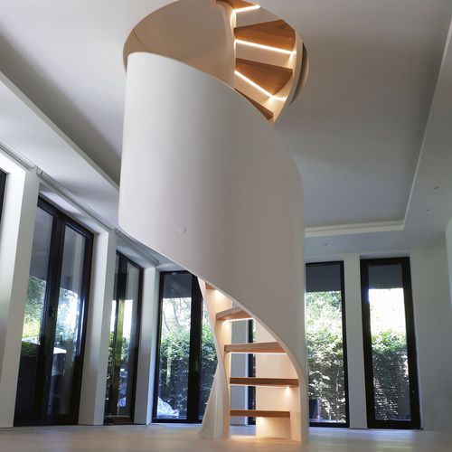 Spindeltreppe - TORNADO SPIRAL LED - Siller Stairs - Holzstufen / für Privatgebrauch / modern