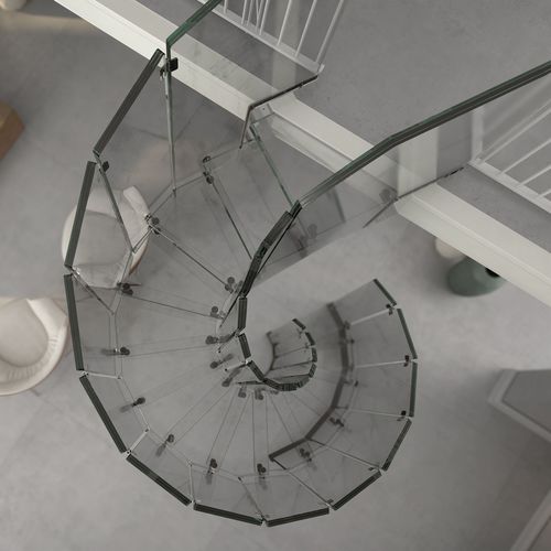Spindeltreppe - FLY MINI - Siller Stairs - Glasstufen / mit Glasstruktur / für Privatgebrauch