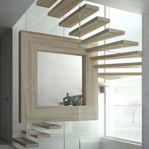 Halbgewendelte Treppe - MISTRAL MAGIC - Siller Stairs - mit Stufen aus Eiche / mit Glasstruktur / für Privatgebrauch