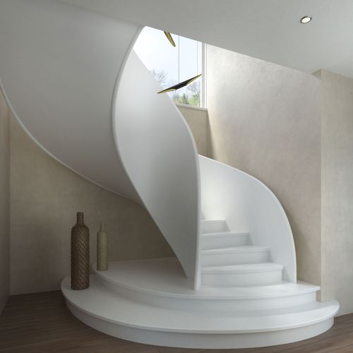 Spindeltreppe - TORNADO CORIAN - Siller Stairs - Stufen aus Verbundwerkstoff / für Privatgebrauch / modern