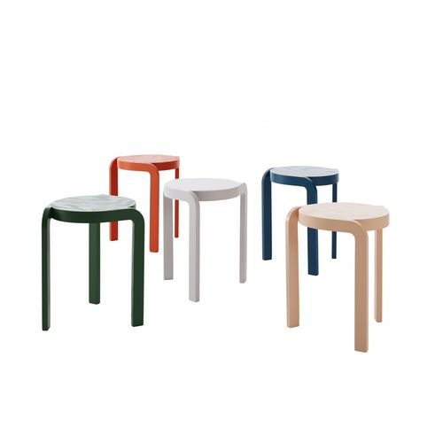 Moderner Hocker - SPIN - Swedese Möbler - Esche / lackiertes Holz / Holzfurnier
