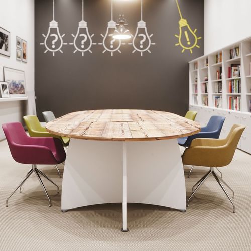 Moderner Besprechungstisch - ENSEMBLE  - Buronomic - melaminbeschichtet / Gestell aus Stahl / oval