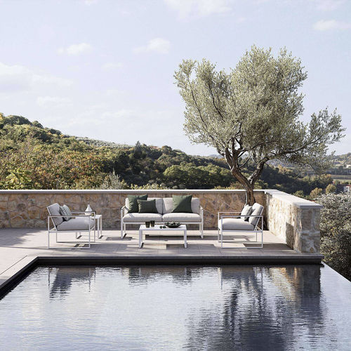 Modernes Sofa - QUBIK - Atmosphera - für Garten / Stoff / mit Kufengestell