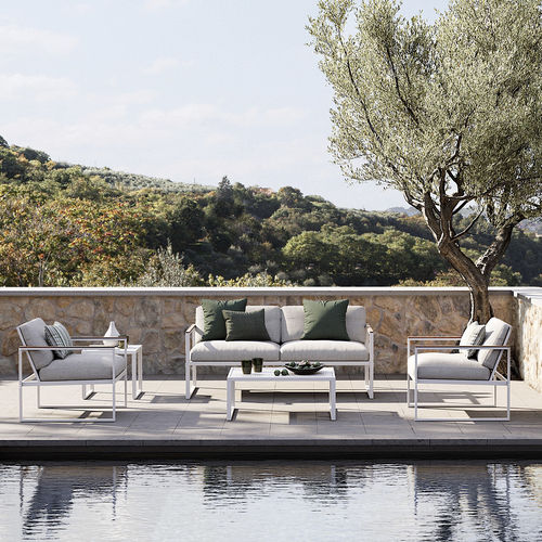 Moderner Couchtisch - QUBIK  - Atmosphera - Aluminium / Gestell aus Aluminium / rechteckig