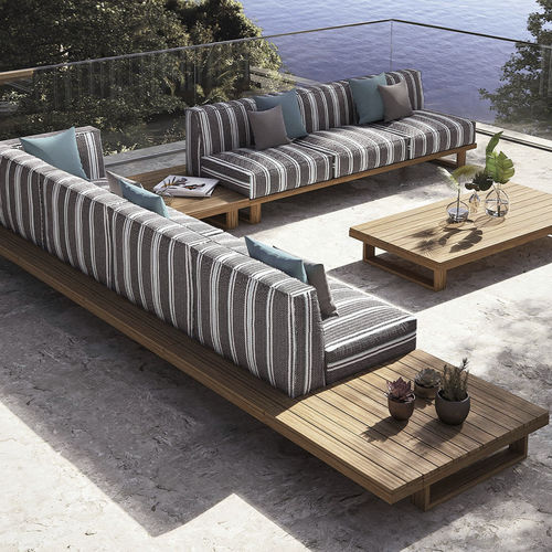 Moderner Couchtisch - 9.ZERO - Atmosphera - Teakholz / Gestell aus Massivholz / quadratisch