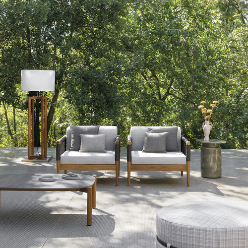 Moderner Sessel - LODGE - Atmosphera - Stoff / Kordel / Teakholz
