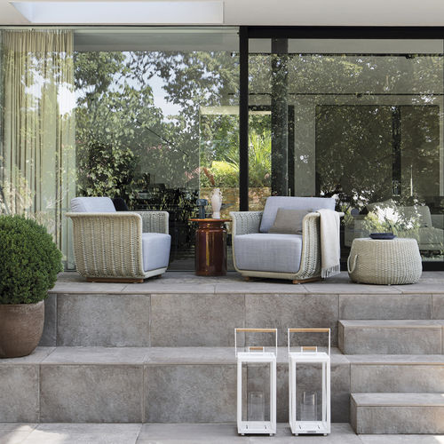 Moderner Sessel - BELLAGIO - Atmosphera - Stoff / Teakholz / Thermoplast